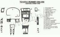 Декоративные накладки салона Toyota 4 Runner 1996-1998 АКПП, 4WD, 21 элементов.